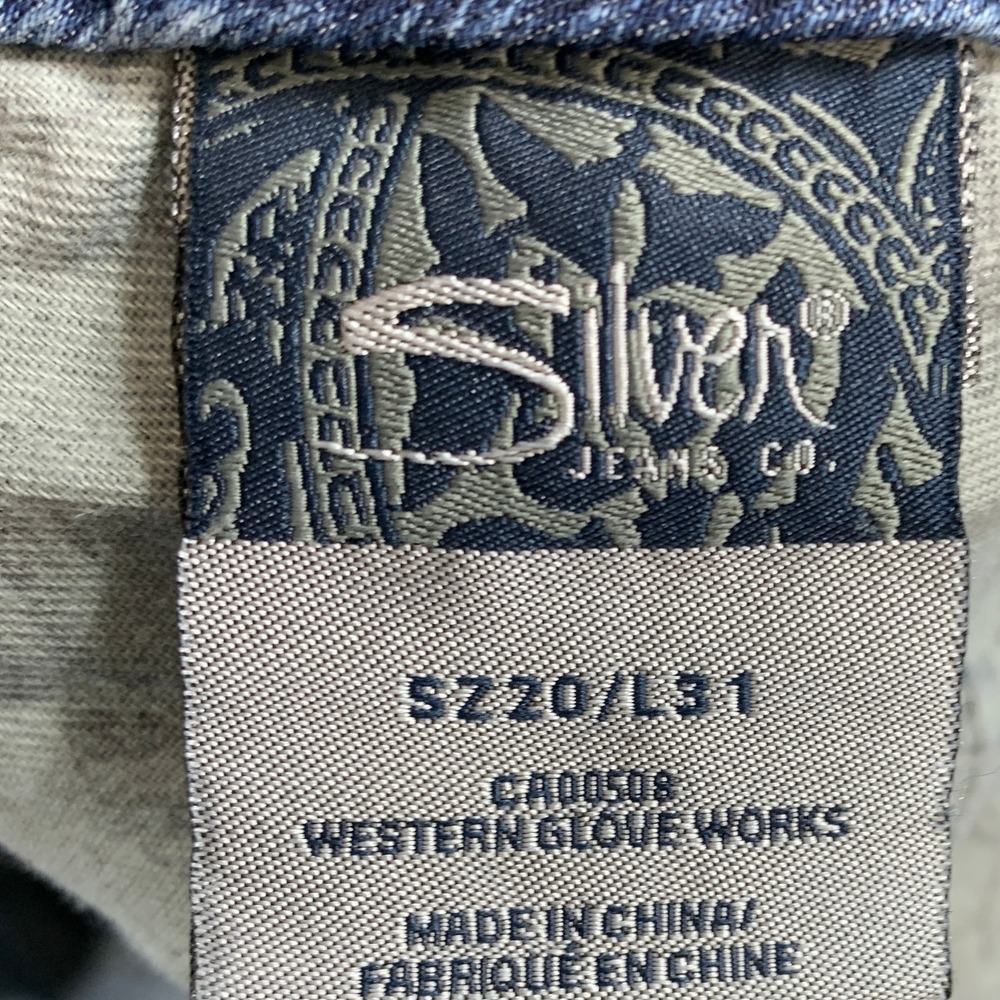 Silver Jeans Tuesday Bootcut Jeans Womens 40x31 Blue Embroidered Whiskered - Picture 5 of 11
